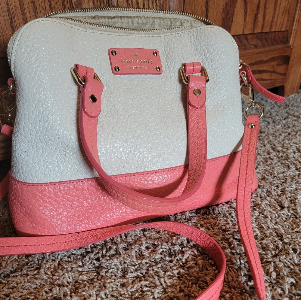 Kate Spade ivory and coral Crossbody